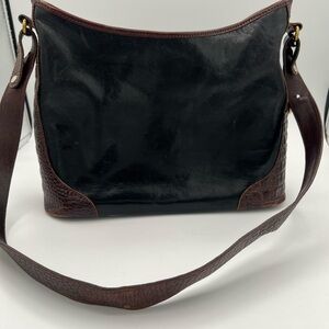 Vintage Brahmin Black and Brown Leather Shoulder Bag